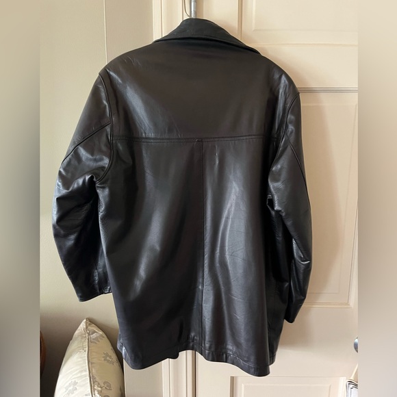 Men's Black Leather Jacket - Picture 2 of 10